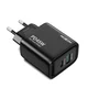 Moxom Kućište punjača MX-HC178 GaN, USB+Type-C QC 18W PD 45W, Crno
