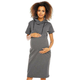 Obleka za nosečnice in dojenje s kapuco - siva - S