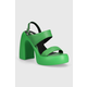 Kožne sandale Karl Lagerfeld ASTRAGON HI boja: zelena, KL33724