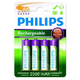 PHILIPS Polnilne baterije R6B4RTU25 AA, NiMh 2500 mAh, 4 kosi