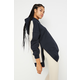 Trendyol Navy Blue Color Blocked Wide Fit Fleece Knitted Sports Sweatshirt