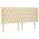 Vidaxl Vzglavje z ušesi krem 203x16x118/128 cm blago