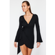 Trendyol Black Mini Woven Tie Beach Dress