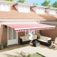 Skrovita tenda Crvena i bijela 500 × 300 cm Tkanina i Metal
