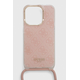 Originalna GUESS Hardcase GUHCP15LHC4SEP torbica za iPhone 15 Pro (Crossbody Cord 4G Print / pink)
