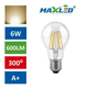 LED žarnica – sijalka E27 6W (50W) fillament toplo bela 3000K