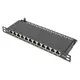 CAT 6A Patch Panel, shielded,12-Port 1/2U, 10 rack mount, black RAL 9005