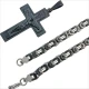Moška ogrlica RE - 38735 - Črna / Srebrna / 60cm KP38735