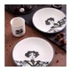Jedilni komplet, 4 kosi, črno-beli porcelan