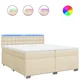 Vidaxl Box spring postelja z vzmetnico krem 200x200 cm blago