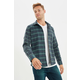 Trendyol Green Slim Fit Lumberjack Plaid Shirt with Epaulettes