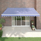 shumee Zložljiva tenda modra in bela 4x3 m blago in aluminij