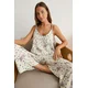 Trendyol Ecru Animal Patterned Yarn Suspender Viscose Woven Pajama Set