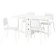 NORDEN / TEODORES Sto i 4 stolice, bela/bela, 26/89/152 cm