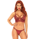 Leg Avenue Lace Bralette with Sheer Thong 81577 Burgundy S/M