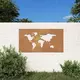 Vidaxl vidaXL Vrtna stenska dekoracija, 105x55 cm, kortensko jeklo, zemljevid
