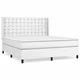 Vidaxl Box spring postelja z vzmetnico bel 160x200 cm umetno usnje