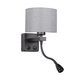 Polo Zidna Lampa 1X40W E27 + 2W Led Black, Lamp Shade Round Grey