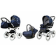 Babylux Margaret Navy Blue Star | 3v1 Kombinirani Voziček kompleti | Otroški voziček + Carrycot + Avtosedežem