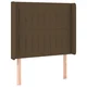 Vidaxl Vzglavje z ušesi temno rjavo 93x16x118/128 cm blago