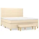 Vidaxl Box spring postelja z vzmetnico krem 160x200 cm blago