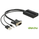 adapter DELOCK, VGA (M) na HDMI (Ž), audio stereo (M), USB napajalnik