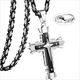 Moška Veriga s Križem MJ - 38723 - Črna / Srebrna / 60cm KP38723
