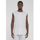 Mens Striped Mesh tank top white