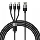 Polnilni in podatkovni 20W USB-A v Lightning, Micro-USB, USB-C kabel Baseus StarSpeed - 480Mbps - 1.2m - black
