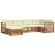 Set vanjskih sofa 6 kom. Prirodna i krem 325 x 166,5 x 73 cm
