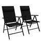 OUTSUNNY Set 2 zložljivi stol z nastavljivim naslonom in oblazinjenim naslonjalom za glavo, vrtni stol iz aluminija, mrežasta tkanina in poliester, 54x67x108 cm, črna