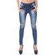 Skinny jeans hlače kavbojke z raztrganimi koleni in zakovicami