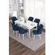 Hanah Home Set Trpezarijski sto i 6 stolica Eva, Plavo-beli