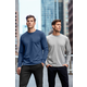Trendyol 2-Pack Grey-Indigo 100% Cotton Long Sleeve Regular/Regular Fit Basic T-Shirt