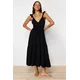Trendyol Black Maxi Woven Ruffle Beach Dress