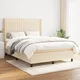 Greatstore Box spring postelja z vzmetnico krem 140x200 cm blago