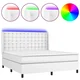 Vidaxl Box spring postelja z vzmetnico LED bela 160x200cm umetno usnje