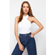 Trendyol White Halter Neck Fitted/Fitted Stretch Knitted Blouse