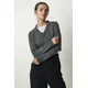Happiness Istanbul Womens Anthracite V-Neck Crop Knitwear Sweater