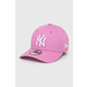 Bombažna kapa s šiltom New Era roza barva, NEW YORK YANKEES