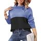 Ženski pulover z visokim ovratnikom iz pletenine, Colour Block, moderen, topel in mehek, dolg rokav, iz poliestra, pranje do 40 °C, za pomlad, jesen in zimo, modro-črn, velikost L