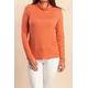 Plus size majica iz viskoze z visokim ovratnikom, oranžna