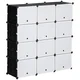 Homestar omara za čevlje 12-kocka modularna enota za shranjevanje 125x32x125 cm črno-bela