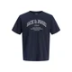 JACK & JONES Majica JJEDENVER temno modra / bela