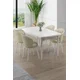 HANAH HOME Rasklopivi trpezarijski sto i stolice (5 delova) Asfel White Cream