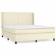 Vidaxl Box spring postelja z vzmetnico krem 160x200 cm umetno usnje
