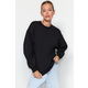Trendyol Black Thick Fleece Inside Regular/Regular fit Crew Neck Basic Knitted Sweatshirt
