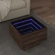 vidaXL Stranska mizica z LED rjavi hrast 40x40x30 cm inženirski les