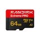 SDXC SanDisk micro 64GB Extreme PRO, 200/90MB/s, UHS-I, V30, U3, A2, adapter