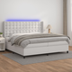 vidaXL Box spring postelja z vzmetnico LED bela 200x200cm umetno usnje